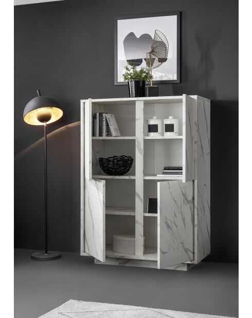 Silberner 4-türiger CARRARA-Marmor aus weißem Marmor - 92x145x43 cm