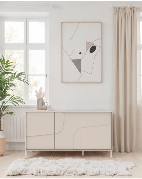Buffet 3 portes STONE cachemire - 155x84x40 cm