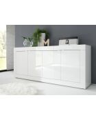 Buffet 4 portes BASIC blanc laqué brillant - 207x86x43 cm
