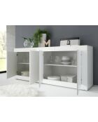 Buffet 4 portes BASIC blanc laqué brillant - 207x86x43 cm