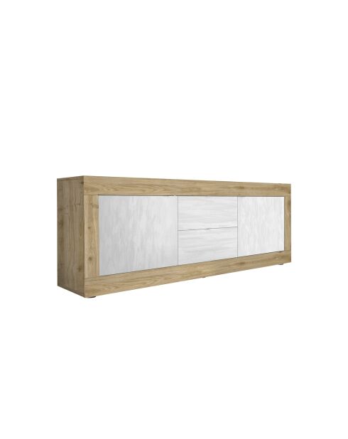 Lowboard 2 ante e 2 cassetti BASIC rovere cadiz/texturizzato bianco neve - 210x65x43 cm