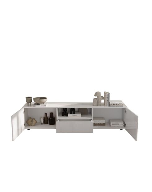 TV-Ständer 2 Türen, 1 Schublade RIO weiß glänzend lackiert - 184x42x42,5 cm