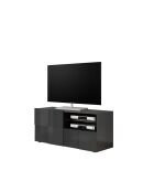 Meuble TV petit 1 porte 1 tiroir DAMA anthracite laqué brillant - 121x42x57 cm