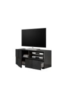 Meuble TV petit 1 porte 1 tiroir DAMA anthracite laqué brillant - 121x42x57 cm
