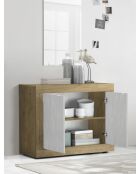 Buffet 2 portes BASIC chêne cadiz / blanche neige texturée - 114x86x42 cm