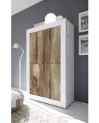 BASIC Holzschrank mit 4 Türen glänzend lackiert weiß/pero - 101,4x42x161,2 cm
