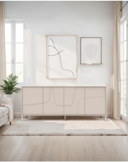 Buffet 4 portes STONE cachemire - 205x84x40 cm