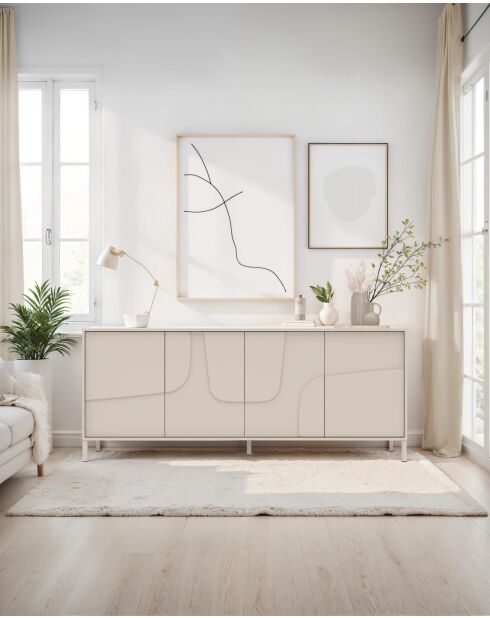 Buffet 4 portes STONE cachemire - 205x84x40 cm