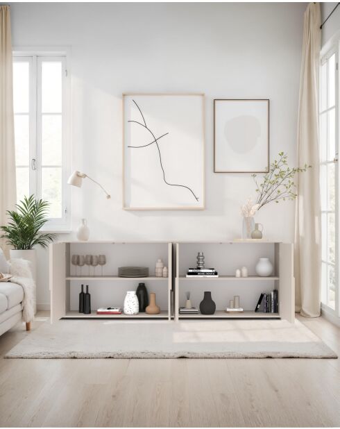 Buffet 4 portes STONE cachemire - 205x84x40 cm