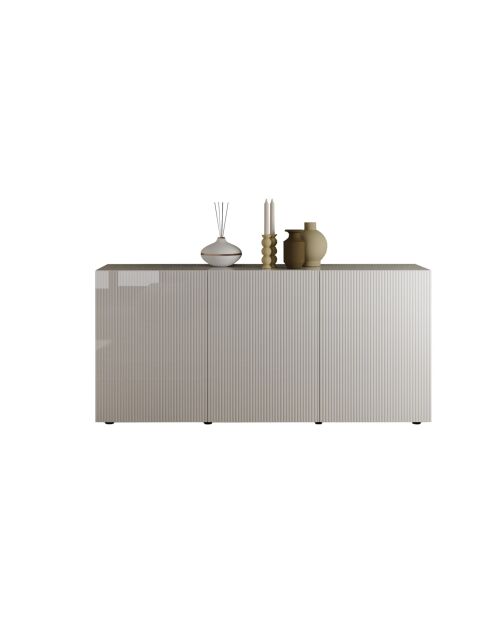 Buffet 3 portes RIO blanc laqué brillant - 181x42x84 cm