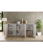 Buffet 3 portes RIO blanc laqué brillant - 181x42x84 cm