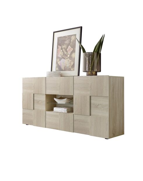 Buffet 2 portes, 2 tiroirs DAMA chêne samoa - 181x84x43 cm