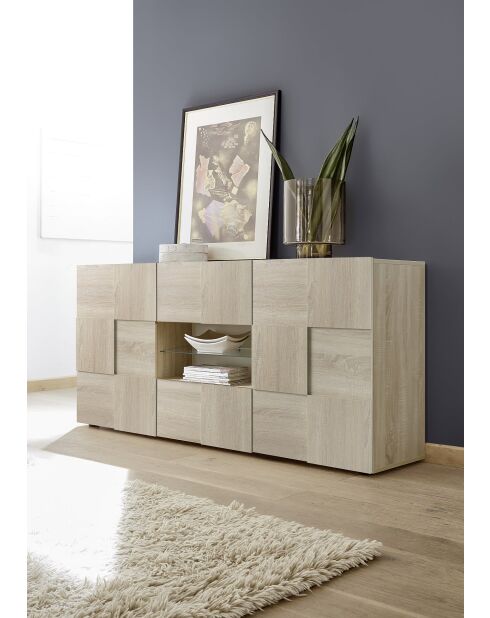 Buffet 2 portes, 2 tiroirs DAMA chêne samoa - 181x84x43 cm