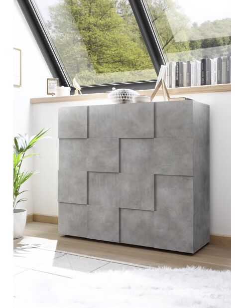 Armadio in legno DAMA con 2 ante in cemento - 121x42x111 cm