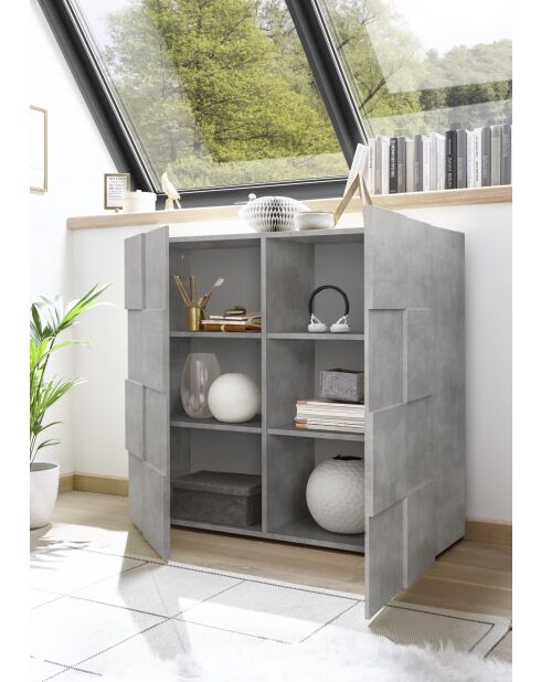 Armadio in legno DAMA con 2 ante in cemento - 121x42x111 cm
