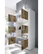 4-türige Vitrine ohne Beleuchtung BASIC glänzend lackiert weiß/pero - 101,4x42x161,2 cm