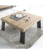 PALMA Couchtisch mit Metallbeinen aus heller Eiche - 86x86x40 cm