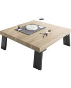 PALMA Couchtisch mit Metallbeinen aus heller Eiche - 86x86x40 cm