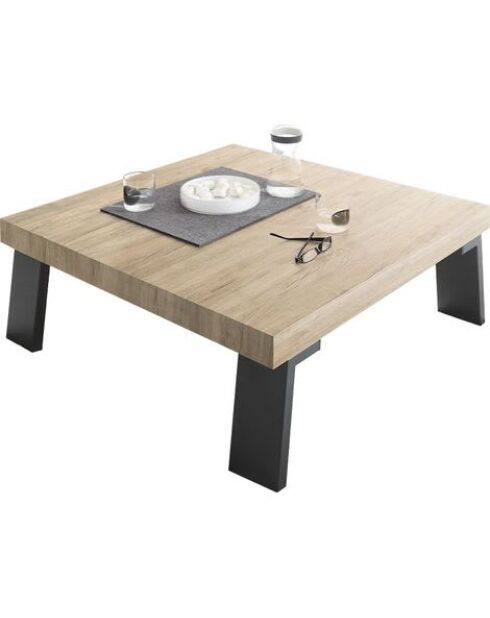 PALMA Couchtisch mit Metallbeinen aus heller Eiche - 86x86x40 cm