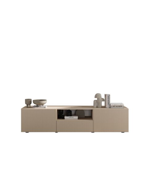 Meuble TV 2 portes, 1 tiroir RIO cachemire - 184x42x42.5 cm