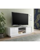 Tv-meubel 2 deuren ICE glanzend gelakt wit - 138x44x43 cm