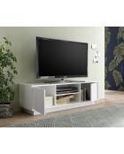 Tv-meubel 2 deuren ICE glanzend gelakt wit - 138x44x43 cm