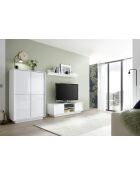 Tv-meubel 2 deuren ICE glanzend gelakt wit - 138x44x43 cm