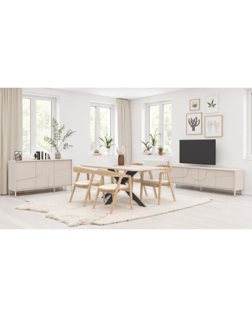 Mesa de comedor fija con patas de metal SPIDER, tapa de cachemir, patas de metal negro - 180x78x90 cm