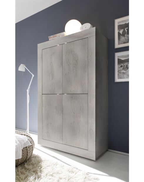 Armadio BASIC in legno a 4 ante rovere di pino chiaro - 101,4x42x161,2 cm