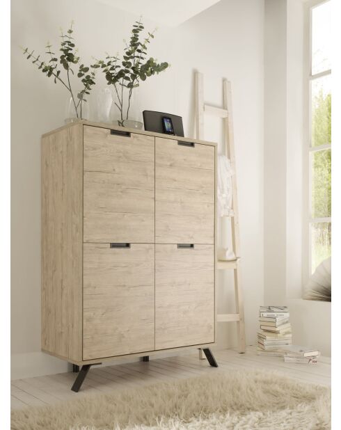 Armadio PALMA in legno a 4 ante rovere chiaro - 106x152x50 cm