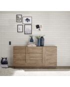Buffet 3 tiroirs, 1 porte JUPITER chêne mercure - 182x44x90 cm