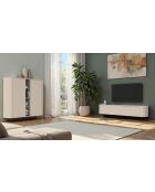 Meuble 1 porte abattante LIDO cachemire - 180x37x33 cm