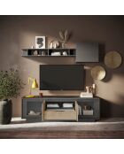 Meuble TV 2 portes + 1 tiroir SKY lava / chêne cadiz - 180x58x50 cm