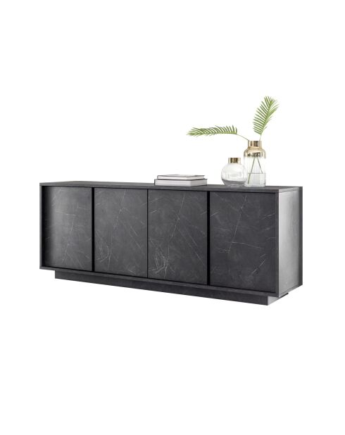 Buffet 4 portes CARRARA marbre noir - 180x78x43 cm