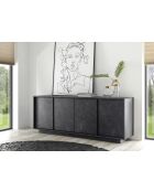 Buffet 4 portes CARRARA marbre noir - 180x78x43 cm