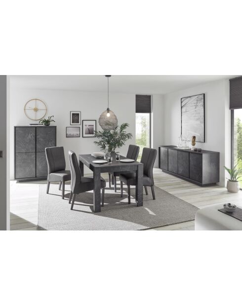 Buffet 4 portes CARRARA marbre noir - 180x78x43 cm