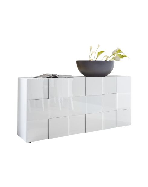 Buffet 3 portes en bois DAMA blanc laqué brillant - 181x42x84 cm