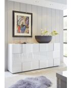 Buffet 3 portes en bois DAMA blanc laqué brillant - 181x42x84 cm