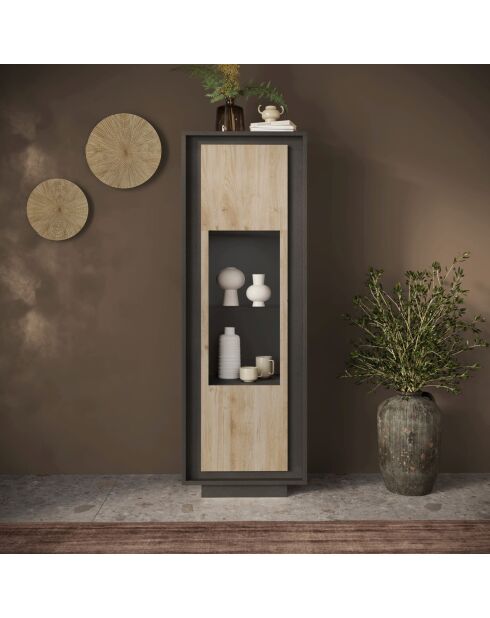 SKY Lava 1-türige Vitrine/Cadiz-Eiche - 67x197x40 cm