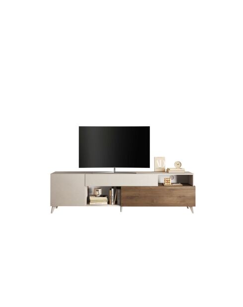 Meuble TV MONACO cachemire / mercure - 241x67x43 cm