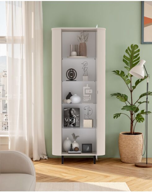 Vitrine 1 porte LIDO cachemire - 80x200x43 cm