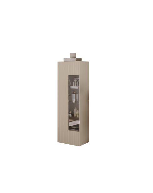 Vitrine 1 porte en verre RIO cachemire - 59.7x42x186.4 cm