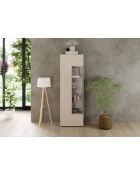 Vitrine 1 porte en verre RIO cachemire - 59.7x42x186.4 cm