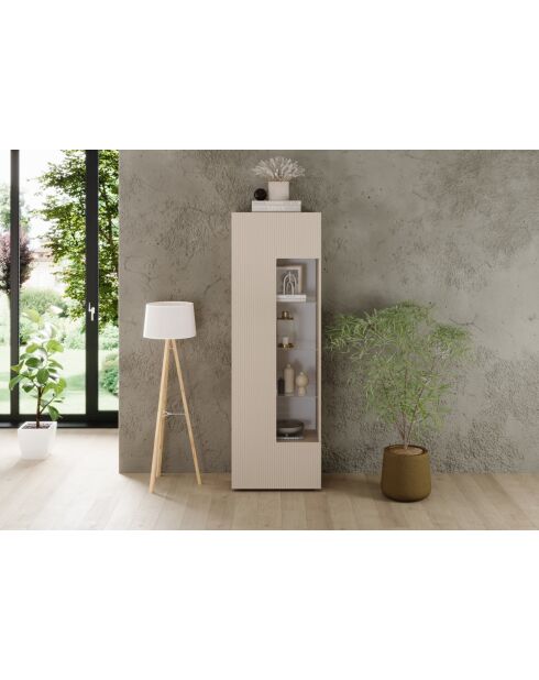 Vitrine 1 porte en verre RIO cachemire - 59.7x42x186.4 cm