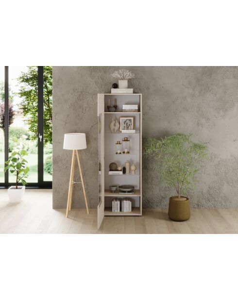 Vitrine 1 porte en verre RIO cachemire - 59.7x42x186.4 cm