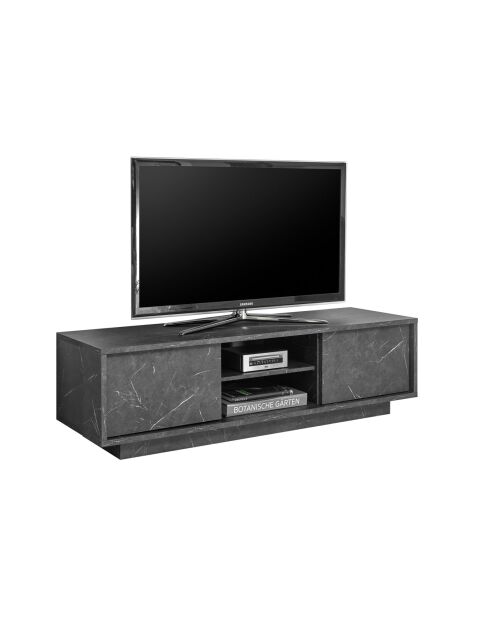 Meuble TV 2 portes CARRARA marbre noir - 138x44x43 cm
