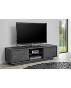Meuble TV 2 portes CARRARA marbre noir - 138x44x43 cm