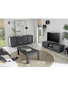Meuble TV 2 portes CARRARA marbre noir - 138x44x43 cm