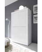 Meuble 4 portes en bois BASIC blanc laqué brillant - 101.4x42x161.2 cm