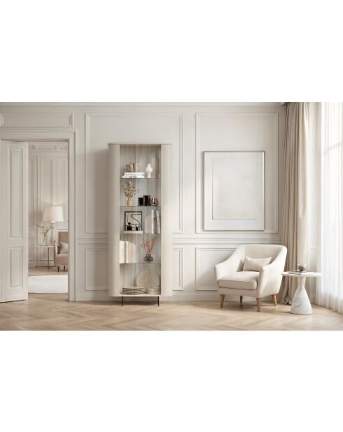 Vitrine 1 porte avec pied métal ORTISEI cachemire - 80x200x43 cm